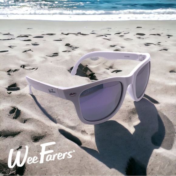 Wee Farers White Polarized Sunglasses with Mirrored Pink Lens - Picture 1 of 10